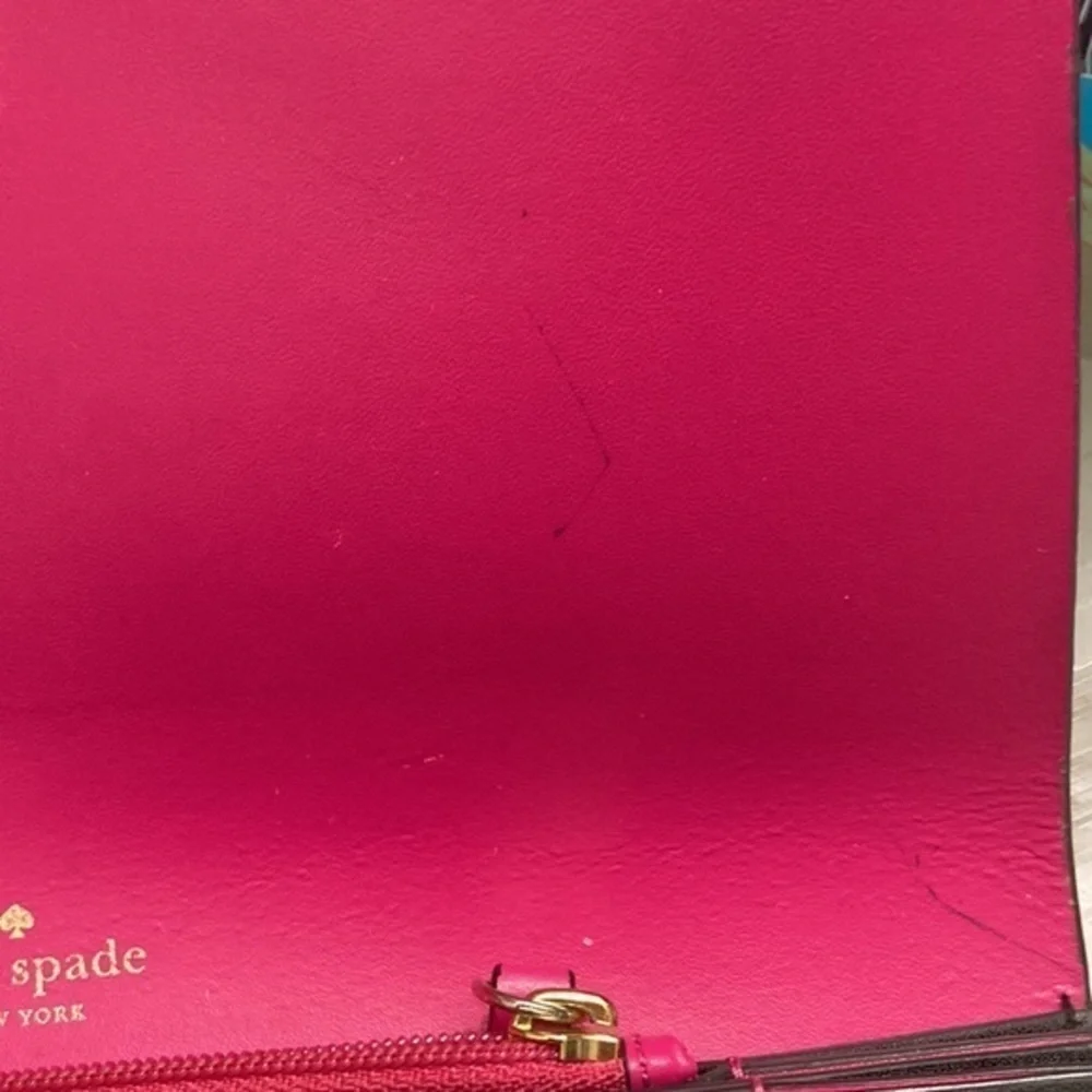 Kate Spade Pim Arbour Hill Leather Flap Wallet Black & Sweetheart Pink